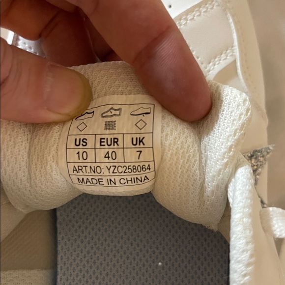 White Athletic Sneakers with Silver Glitter Star - Picture 4 of 8